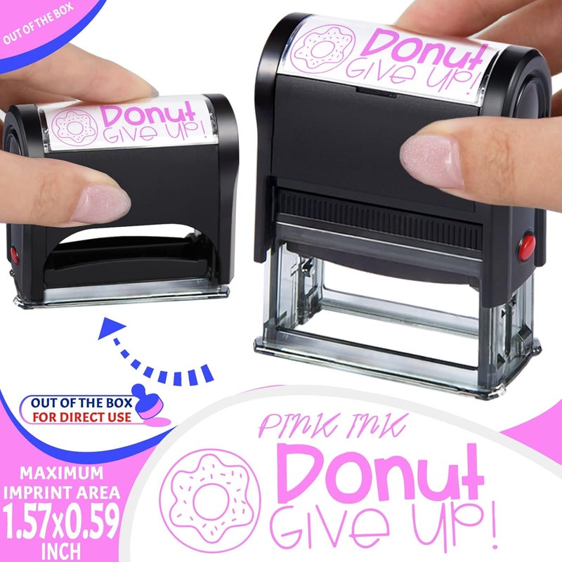 Bertiveny Self-Inking-Donut-Give-Up-Teacher-Stamps for Grading Motivational Teacher Stamps for School Classroom Supply Encourage Do Not Give Up Stamp for Teachers (Donut give up) - Image 1